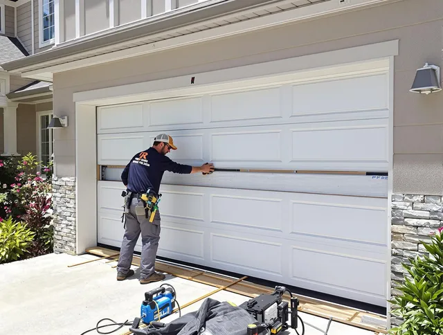 Eastlake Garage Door Repair team performing complete garage door replacement at Eastlake residence