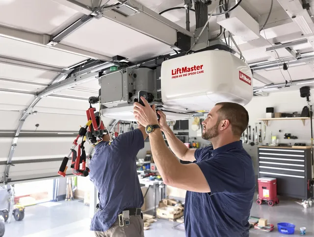Eastlake Garage Door Repair technician performing advanced diagnostics on garage opener in Eastlake