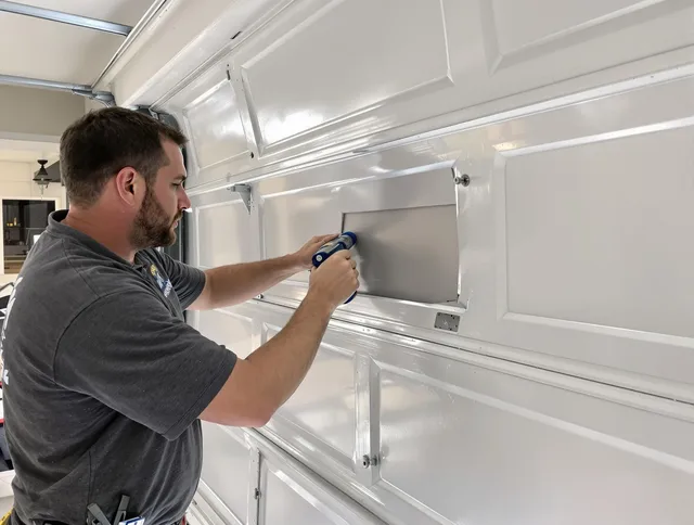 Garage door panel repair by Eastlake Garage Door Repair in Eastlake