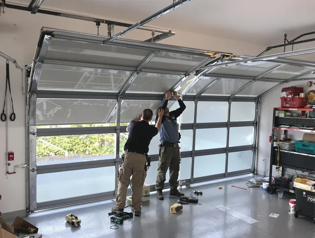 Eastlake Garage Door Repair expert performing precise panel replacement on Eastlake garage door